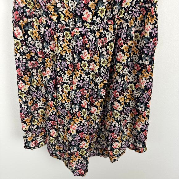 NWT Justify Womens Cap Sleeve Plunge V-Neck Black Ditsy Floral Romper Medium - Picture 6 of 10